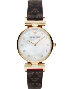 image of Emporio Armani Women-s Logo Leather Strap Watch 32mm