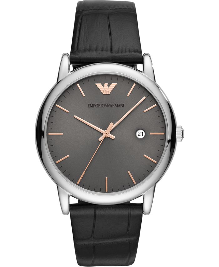 Emporio Armani Men's Black Leather Strap Watch 43mm Macy's