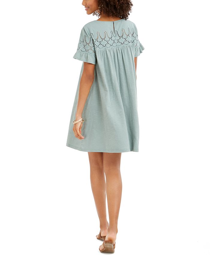 Style & Co Petite Cotton Eyelet Dress, Created for Macy's - Macy's
