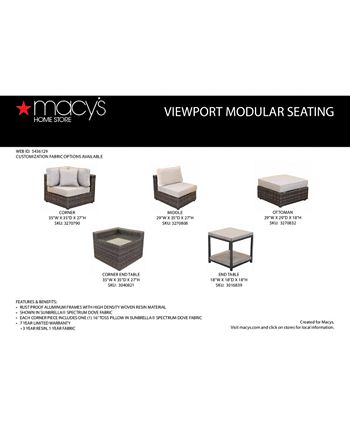 Furniture - Viewport Outdoor 7-Pc. Modular Seating Set (3 Corner Units, 3 Armless Units and 1 Ottoman) with Sunbrella&reg; Cushions