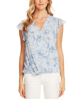 Vince Camuto - Floral-Print Wrap-Front Blouse