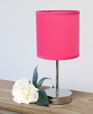 Simple Designs Chrome Mini Basic Table Lamp with Fabric Shade
