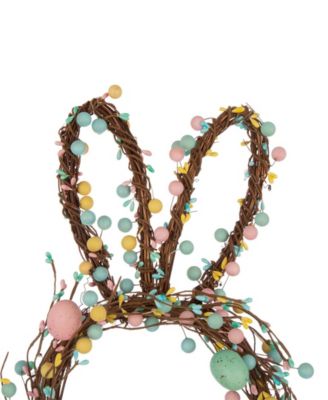 Easter Bunny Shaped Wreath with Eggs Satin Ribbon Bow