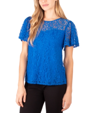 image of Ny Collection Lace Flutter-Sleeve Top