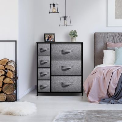 Dresser with 7 Drawers - Storage Chest Organizer with Steel Frame, Wood Top, Handles, Fabric Bins