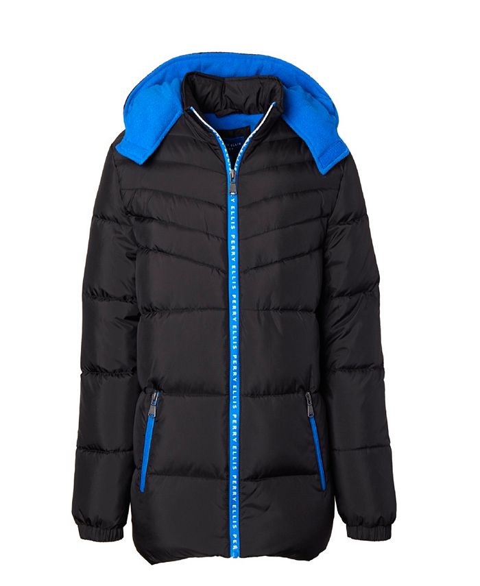 Perry Ellis Big Boys Quilted Puffer with Logo Taping - Macy's