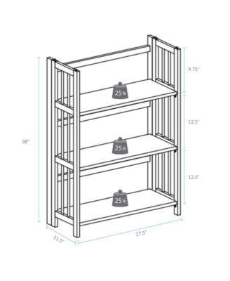 3-Shelf Folding Stackable 27.5" Wide Bookcase