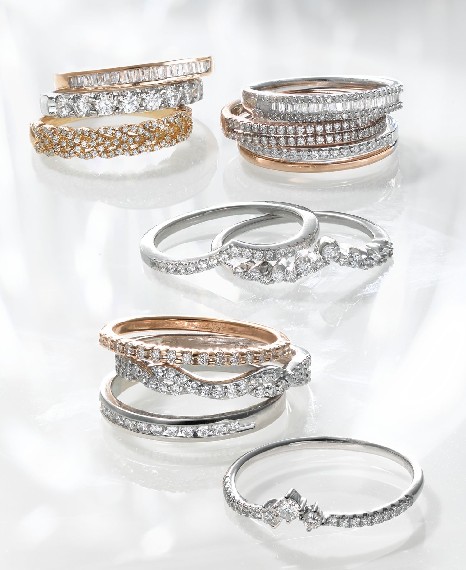 Diamond Split Band (1/8 ct. t.w.) in 14K White and Yellow Gold or 14K White Gold