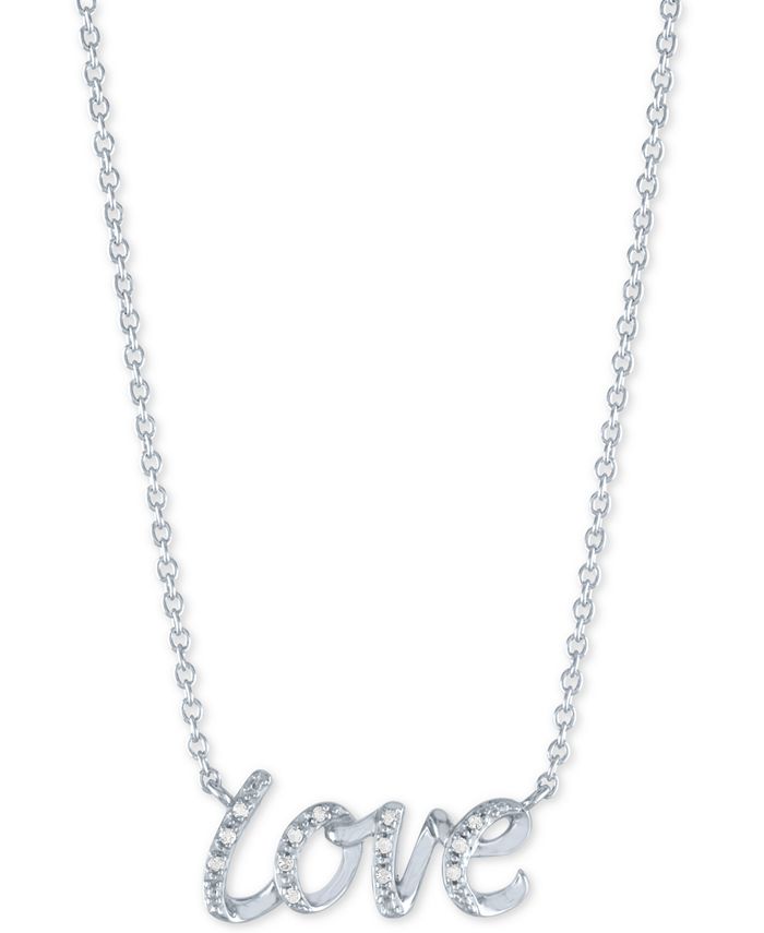 Macy's - Diamond Accent Love Pendant Necklace in Sterling Silver, 16" + 2" extender