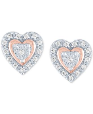 Diamond Heart Earrings (1/10 ct. t.w.) in Sterling Silver or Sterling Silver & 14k Rose Gold-Plate