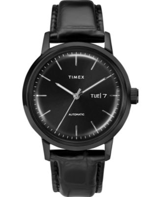 Timex Boutique - Men's Automatic Marlin Black Leather Strap Watch 40mm