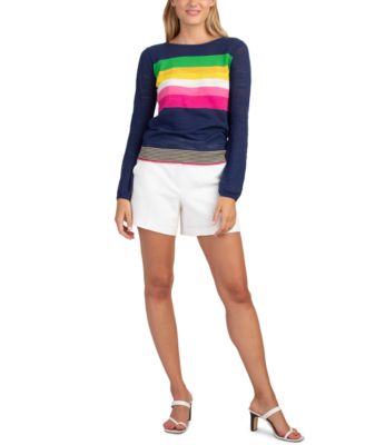 Trina online Turk White Wash Rainbow Stripe Front Sweater