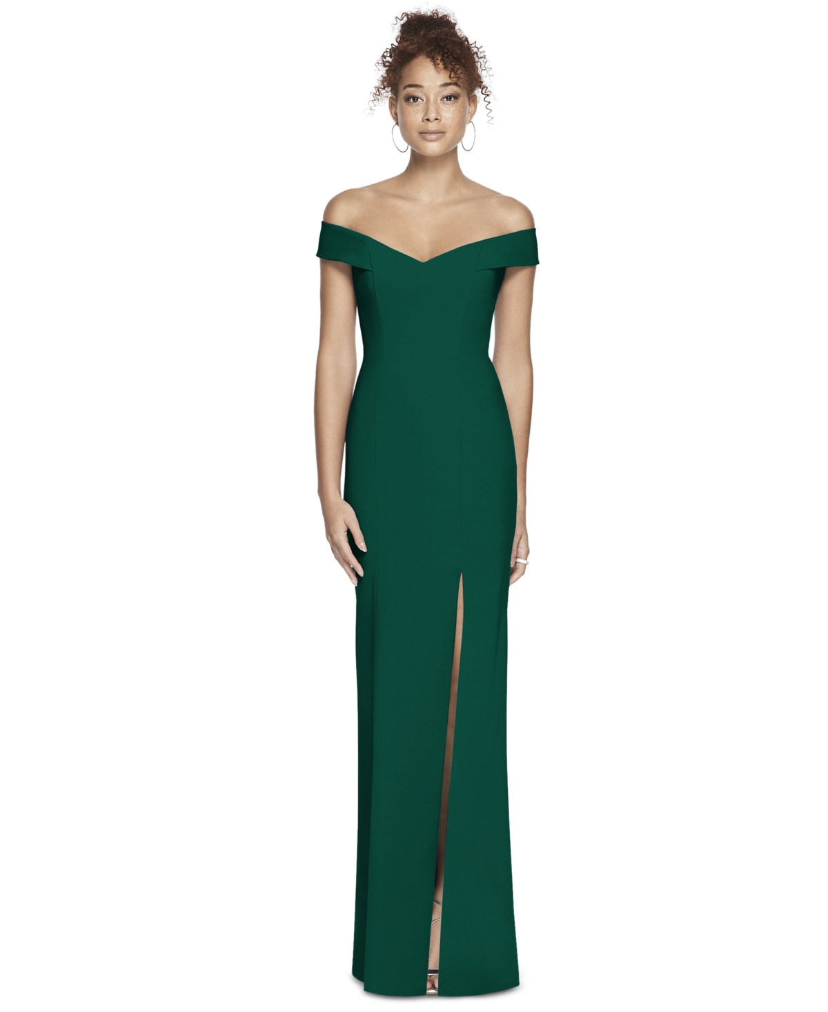 Womens Off-the-Shoulder Criss Cross Back Trumpet Gown - Burgundy Red
