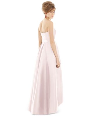 Women's Strapless Satin High Low Dress with Pockets