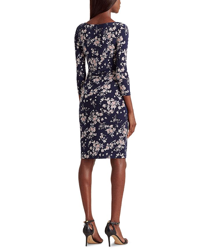 Lauren Ralph Lauren Floral Ruched Jersey Dress - Macy's