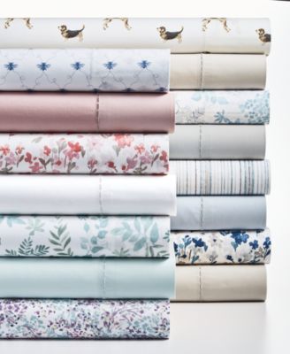 Martha Stewart Collection Solid and Print Cotton Percale 400 Thread Count Sheet Sets, Created for Macy's