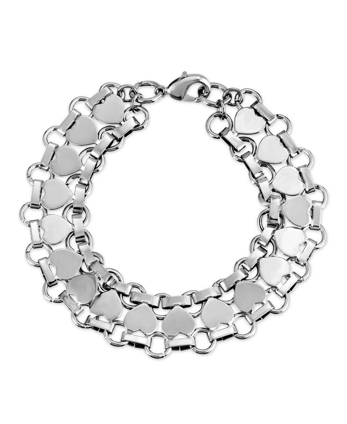 2028 Silver Tone Heart Link Bracelet In Silver-ton