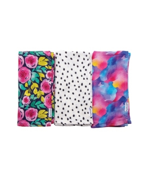 Tiny Twinkle Baby Boys and Girls Pack of 3 Painted Peony Swaddle Blanket Set