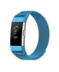 Unisex Fitbit Charge 2 Blue Stainless Steel Watch Replacement Band