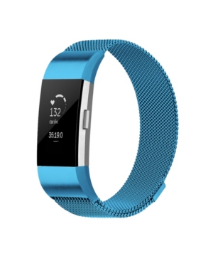 image of Posh Tech Unisex Fitbit Charge 2 Blue Stainless Steel Watch Replacement Band