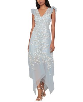 BCBGMAXAZRIA Embroidered Ruffle Dress 