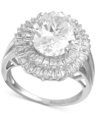 Giani Bernini - Cubic Zirconia Baguette Halo Statement Ring in Sterling Silver or 18K Gold over Silver