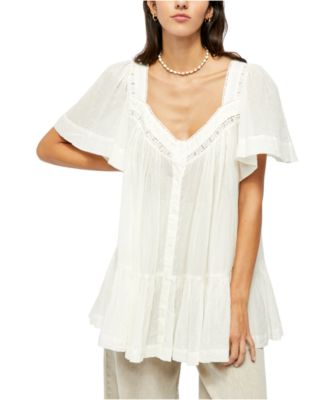 Free People Boho Coffee in outlet the Morning Lace Tunic