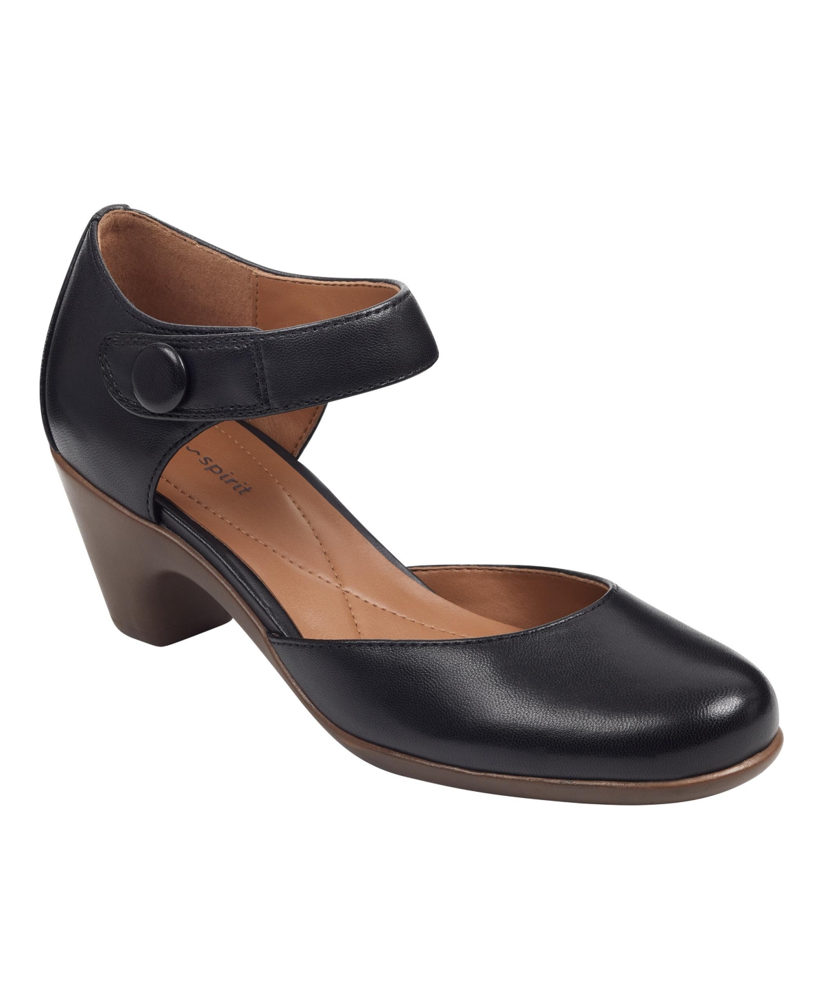 Shop Easy Spirit Women's Clarice Mary Jane Block Heel Pumps In Black Leather
