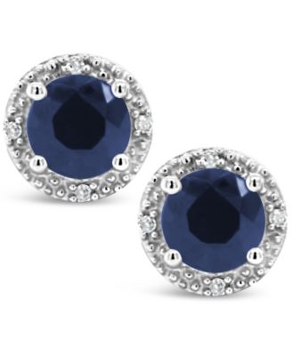 Sapphire (1-1/5 ct. t.w.) and Diamond Accent Stud Earrings in Sterling Silver
