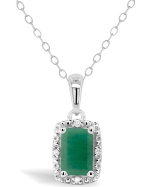 image of Sapphire (5/8 ct. t.w.) and Diamond Accent Pendant Necklace in Sterling Silver (Also Available in Emerald)