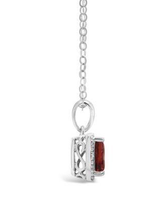 Gemstone and Diamond Accent Pendant Necklace in Sterling Silver