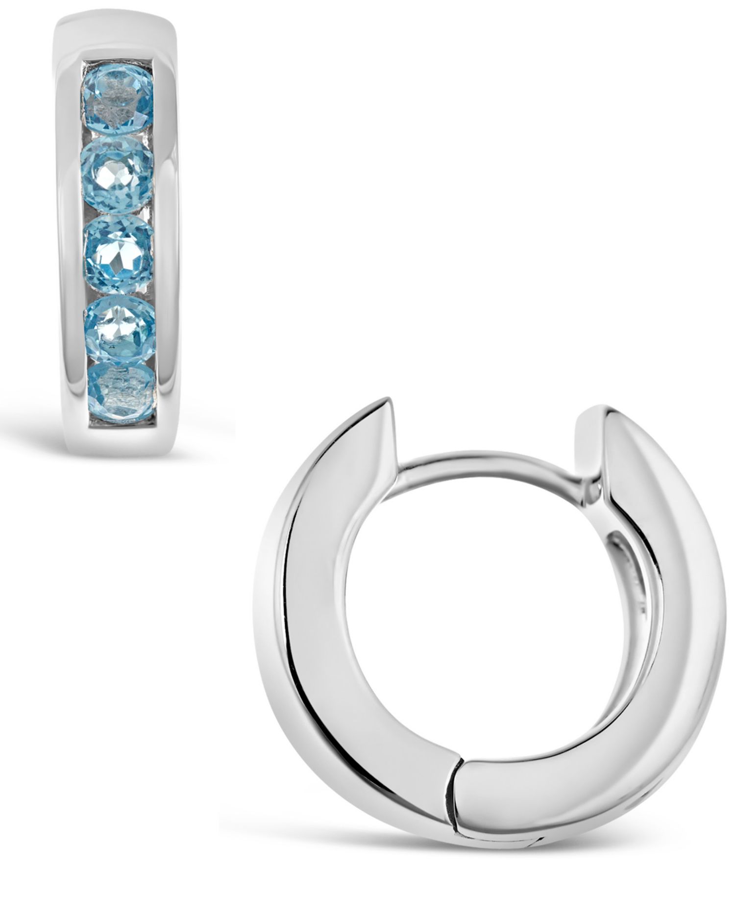 Swiss Blue Topaz (9/10 ct. t.w.) Huggie Hoop Earrings in Sterling Silver (Also Available in Citrine or Amethyst)