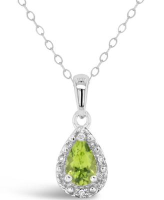 Gemstone and Diamond Accent Pendant Necklace in Sterling Silver