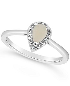 Opal (1/5 ct. t.w.) and Diamond Accent Pear Teardrop Ring in Sterling Silver (Also Available in Other Gemstones)