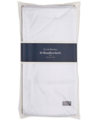 Men’s 13-Pc. White Border-Stripe Handkerchief Set, Created for Macy's 