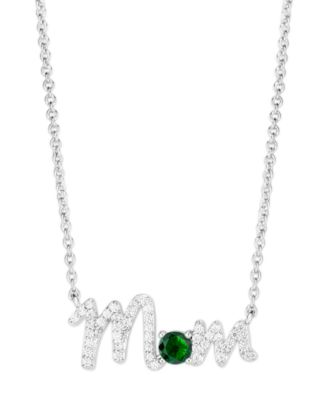 Birthstone Mom Necklace In Silver Plate 