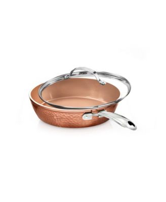 Gotham Steel Diamond 10" Hammered Copper Titanium Fry Pan With Glass ...