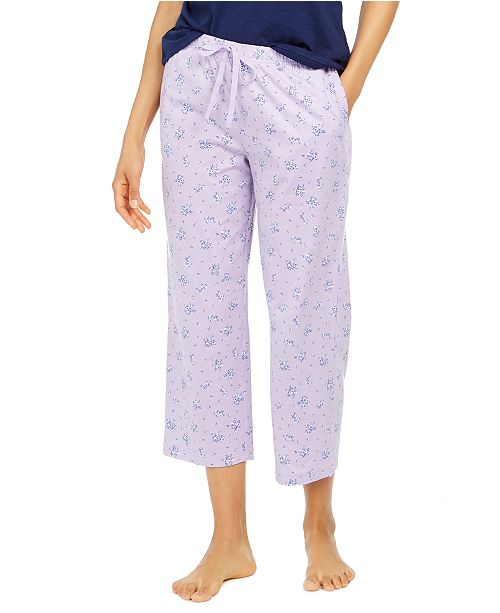 Charter Club Cotton Printed Cropped Pajama Pants, Created for Macy's ...