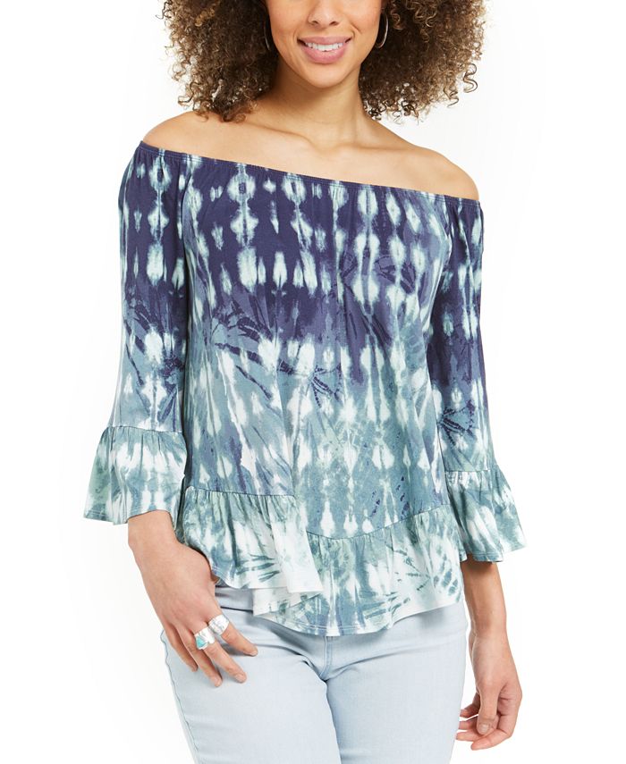 Style & Co Petite Ribbed Striped High-Low Top main image 0