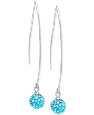 image of Light Blue Crystal Cluster Threader Earrings in Sterling Silver