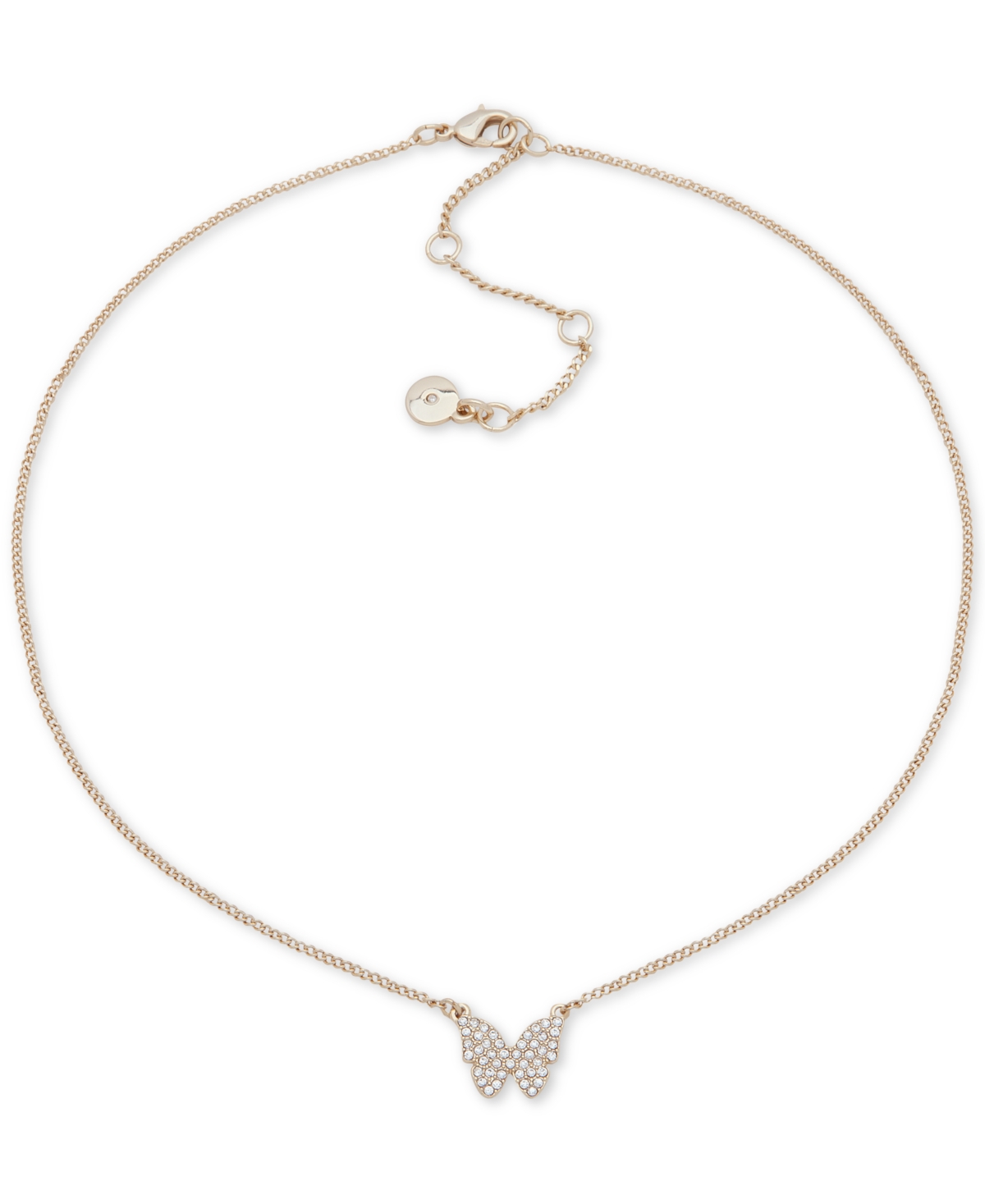 Pave Butterfly Pendant Necklace, 16" + 3" extender - Silver