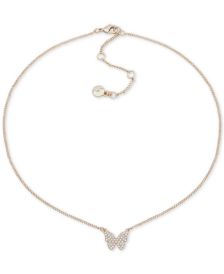 Pavé Butterfly Pendant Necklace, 16" + 3" extender