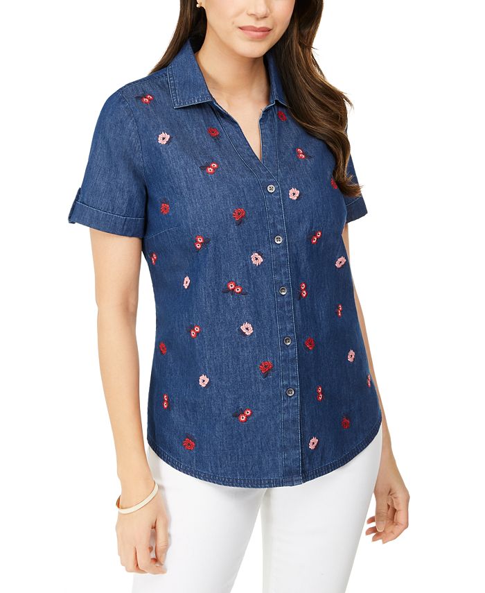 Karen scott embroidered tops new arrivals