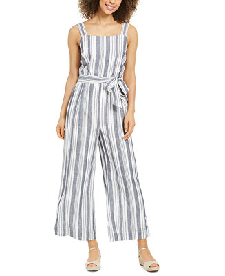 Charter Club Petite Sleeveless Striped Jumpsuit, Created for Macy's ...
