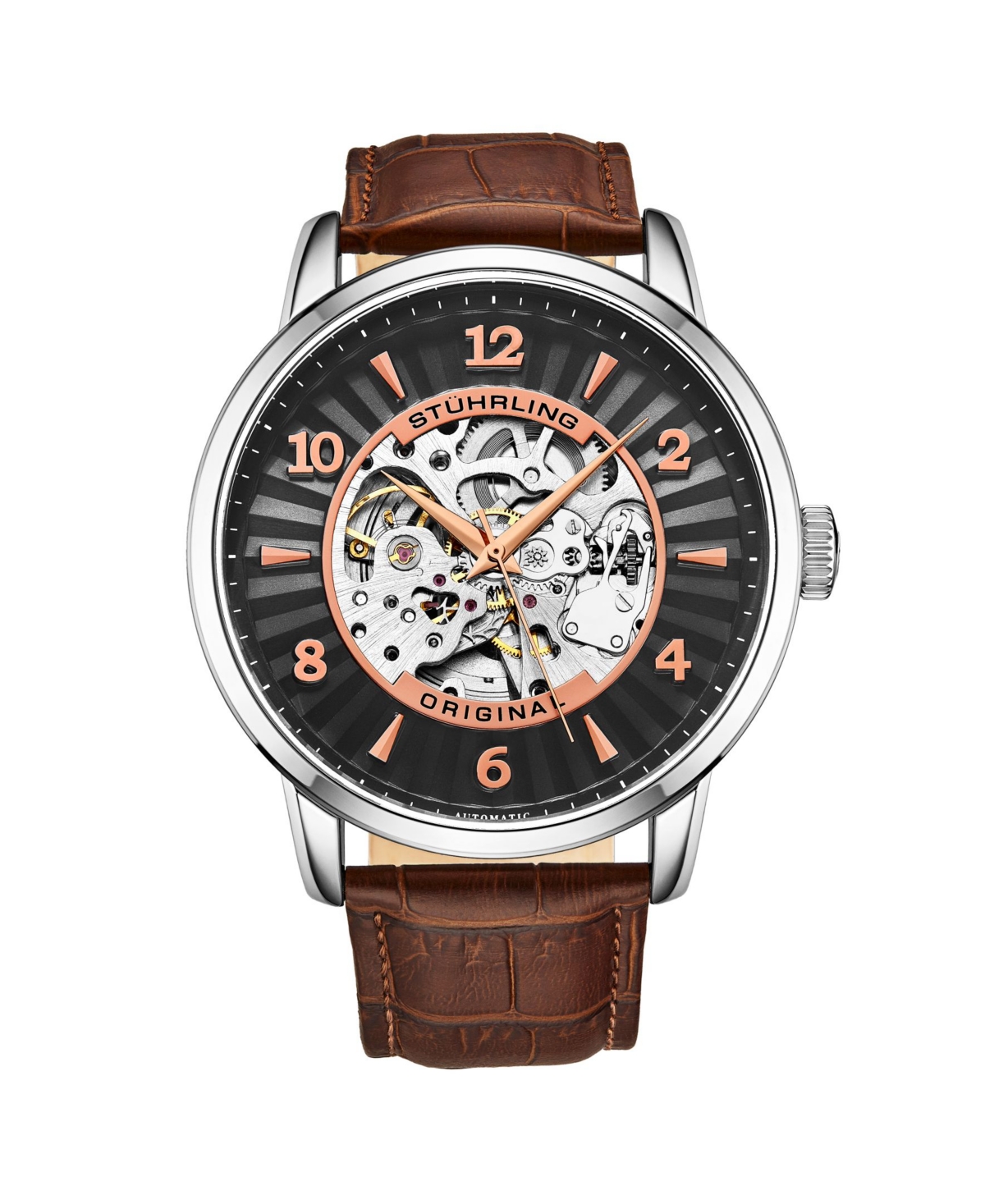 Men's Brown Leather Strap Watch 48mm - Brown
