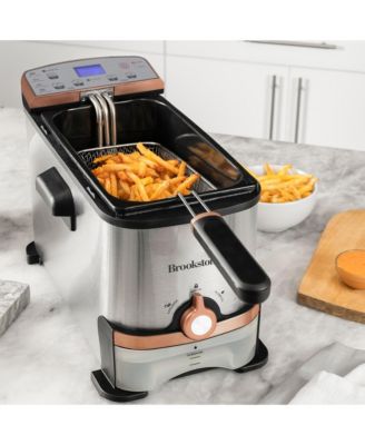 Brookstone - 3.2 Qt. Digital Copper Deep Fryer with Oil Filtration