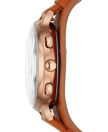 Fossil Women s Eleanor Luggage Leather Strap Hybrid Smart Watch