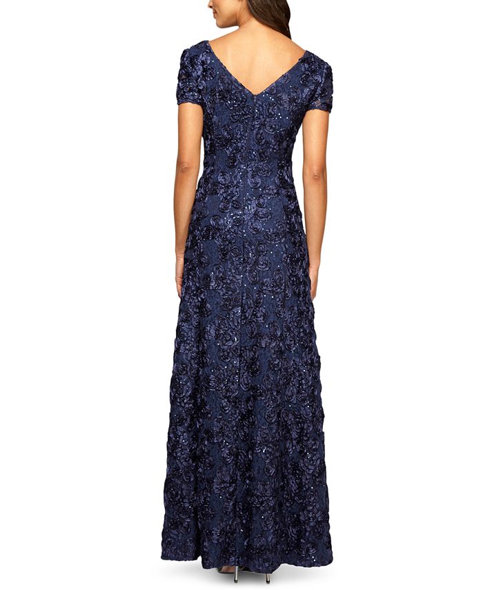 Alex Evenings Women's Rosette A Line Gown Brown Size 8