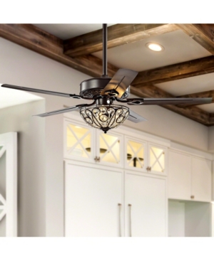 JONATHAN Y ALI 48" 3-LIGHT WROUGHT IRON LED CEILING FAN WITH REMOTE 