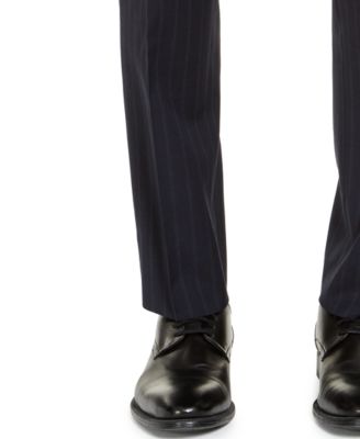 A|X Armani Exchange Armani Exchange Men's slim-Fit Navy Blue Pinstripe Wool Suit Pants, Created for Macy's